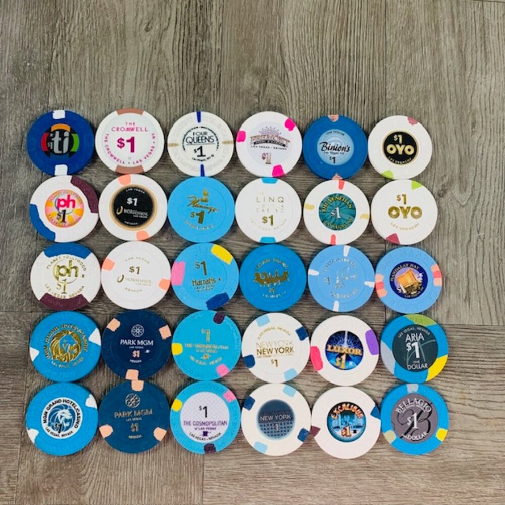 Lucky Gift Lot of 30 Las Vegas Nevada Casino Chips $1 MGM Caesars Aria Bellagio
